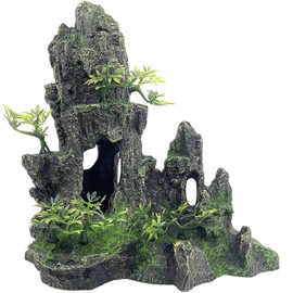 GOLOMOZ Aquarium Decorations Large and Tall Large Aquarium Decorations for Fish Tank Decorations Fish Tank Ornaments Mountain View Stone Ornament Tree Rock Cave Artificial Fish Tank Ornament