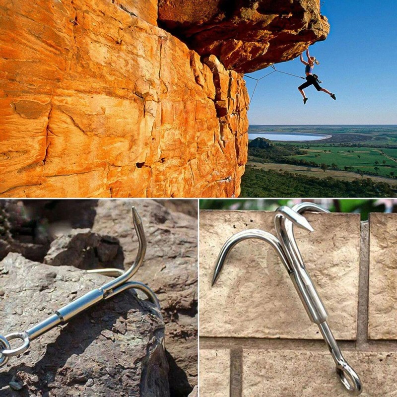 Unbranded Grappling Hook 3Claw Climbing Hook Stainless Steel Grapnel Hook