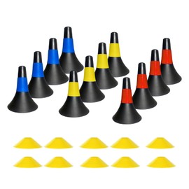 TNZMART 9 Inch Flexible Agility Cones for Sports Basketball Soccer Training, Cones for Soccer Basketball Speed Drills (Multi-Color 12 Pcs)
