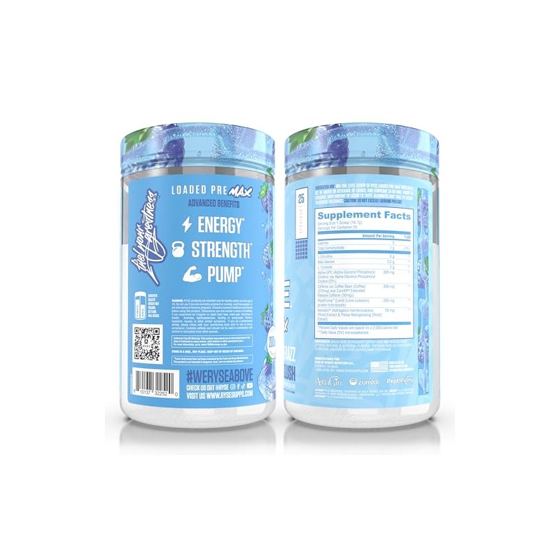 RYSE Loaded Pre Max – Blue Razz Slush – 25