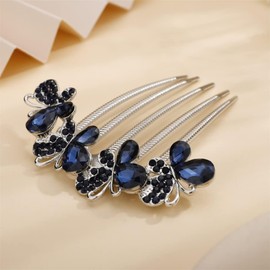 Bridal Wedding Butterfly Crystal Hair Combs Decorative Rhinestone Headpieces Hair Clips Bride and Bridesmaids Hair Accessories for Women Girls (Blue, One size)