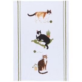 Now Designs Floursack Kitchen Towels Quick Dry Cotton Hand Towel Set, 3 Count, Cat Collective, 20 x 30 in