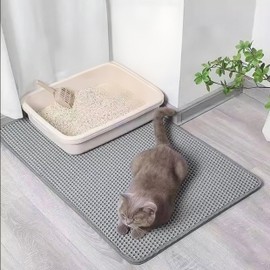 Zyusora Large cat litter mat, Jumbo Size Gray(47" x 27"), Waterproof, Double layer, Odor-Free, Easy to clean