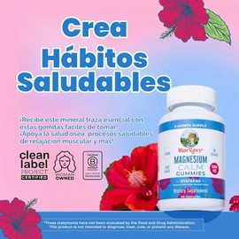 MaryRuth's - Gomitas de citrato de magnesio | Suministro de 2 meses | Sin azúcar | Suplemento de magnesio | Gomitas de magnesio tranquilas para adulto
