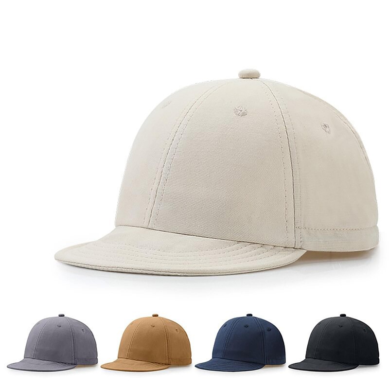 TOPTIE Short Brim Baseball Cap Cotton Snapack Caps Adjustable Sun