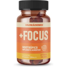 +Focus™ de HUMÁNIMO | Suplemento Natural para Memoria, Concentración y Claridad Mental | Con L-Teanina, Bacopa, Vitamina B6 y más | Noótropico Sin Cafeína | Vegano | 60 Cápsulas 