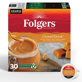 Folgers Caramel Drizzle Flavoured Coffee, Single-Serve K-Cup Pods For Keurig Coffee Makers, 30 Count (Pack of 1)