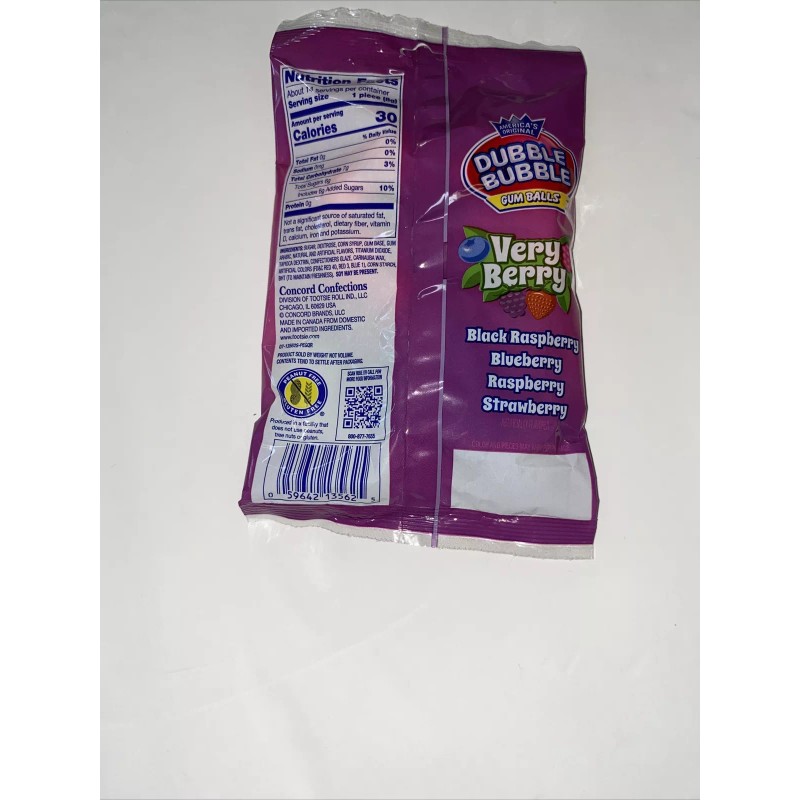 Dubble Bubble Very Berry Black Rasp, Blueberry Gum Balls 4oz.