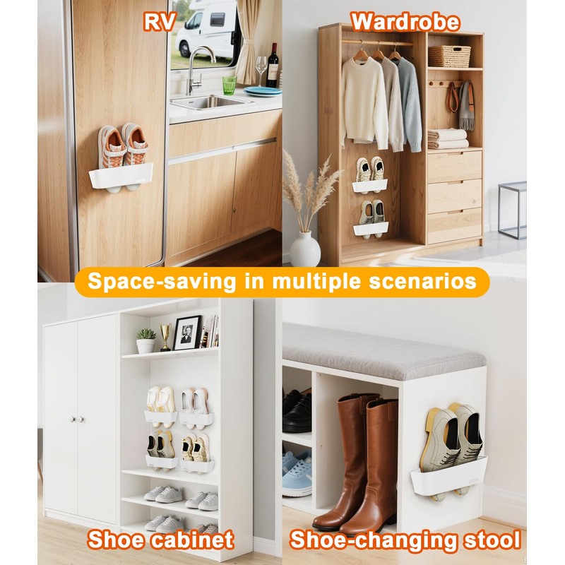 DegMongee Wall Mounted Shoe Rack, Adhesive & Drill Mount Hanging