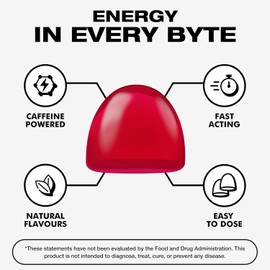 Energy Bytes Caffeine Gummies | Instant Energy Chews for Running, Cycling and Sports Performance | Vegan, Low Sugar | Variety Pack (12-Pack)