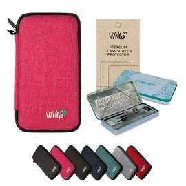 CALCUSO Premium Accessory Set Compatible with TI College Plus Solaire Scientific Calculator: WYNGS Protective Case Pink + Geometry Set + Screen Protector