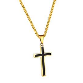 FindChic Cross Necklace Pendant Top, Men's, Stainless Steel, Hypoallergenic, Antique Style, Cool, Amulet, Accessory, Stainless Steel