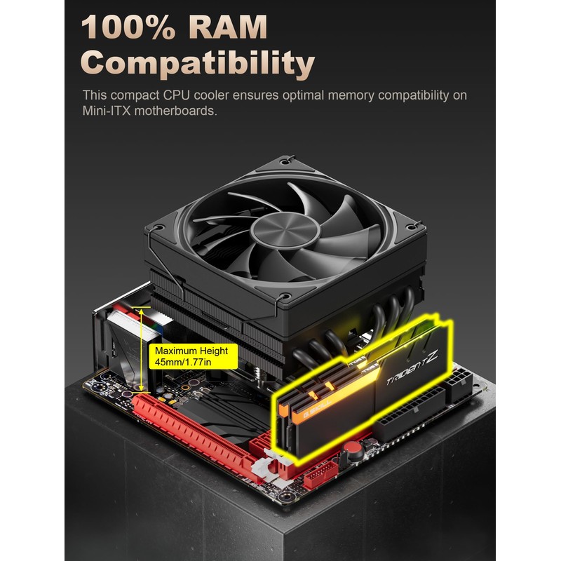 upHere Low Profile CPU Cooler Φ6mm*6 Low Profile Cooler 120mm