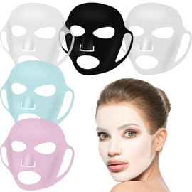 Maitys 5 Pcs Reusable Silicone Facial Mask Sheets for Women Silicone Moisturizing Full Facial Mask Cover Skin Cover Wrap for Sheet Prevent Evaporation Hairdressing Beauty Spa Care Tool(Vivid Colors)