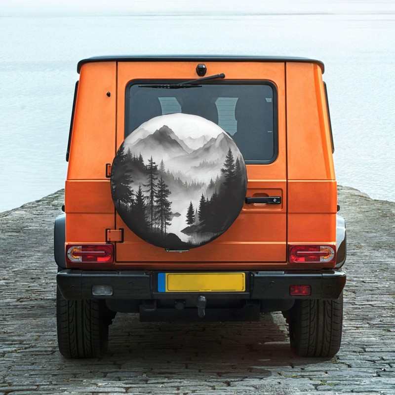 Spare Tire Cover Mountain Lake Tree Landscape Wheel Covers Weatherproof