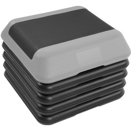 Fitvids Step Aerobic Platform, 16" Exercise Step with 5 levels Adjustable Height, 4 Stackable Risers, Fitness Training Workout Stepper for Home Gym, Cardio Strength, Black & Gray