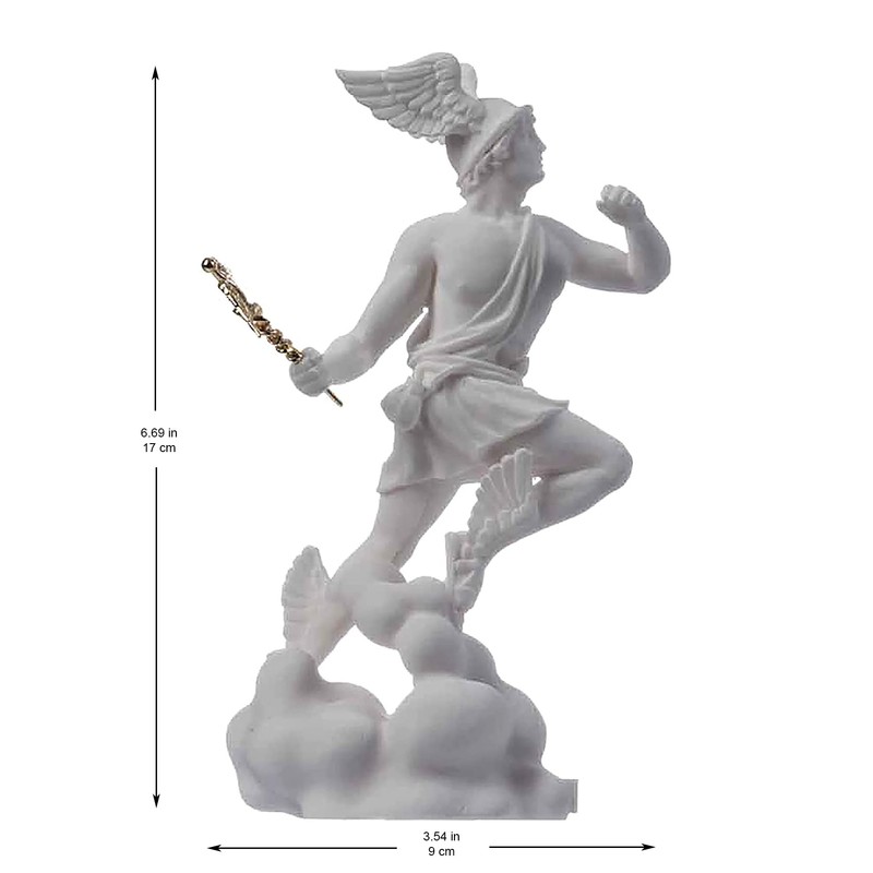 Hermes Mercury God Zeus Son Roman Statue Alabaster 17 cm