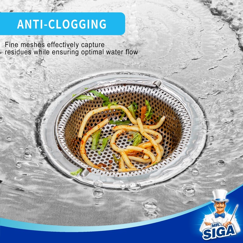 MR.SIGA Kitchen Sink Strainer, Stainless Steel Sink Drain Strainer, Dishwasher