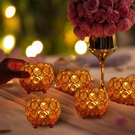 32PCS Gold Votive Candle Holders for Wedding Centerpieces,Crystal Bowl Tealight Holders for Party,Home Shower Decorations, Flower Vases Candle Centerpiece for Dining Table Decor return gifts for pooja
