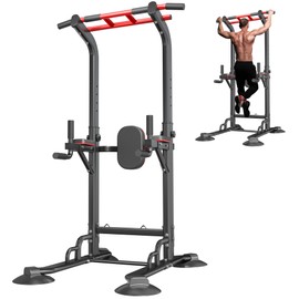 SogesGmae Power Tower Pull Up Rack Dip Station ,10 Adjustable Height Dip Stand Strength Training Free Standing Pull Up Bar for Home Gym Workout,Multi-Functional ,Capacity 500lbs ,Black