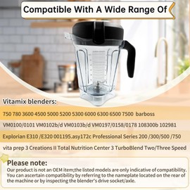 For Vitamix 64oz Low-Profile Blender Pitcher, Replacement for Vitamix 750 780 5000 5200 6300 7500 E320 Classic/Explorian Series etc Container Jar Cup