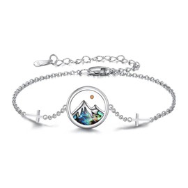 Flongo Christian Senfkorn Armband für Damen: Berg Abalone Muschel Armreif bunt Edelstahl Religion Armkette inspirierende christliche Armspange Geschenke für Frauen