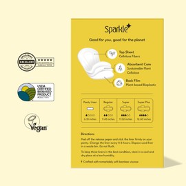 Sparkle Bamboo Incredibly Thin Panty Liners | Plant Based, Flexible & Comfortable Panty Liners for Women | Ideal for Everyday Discharge & Spotting | USDA Certified Biobased & Chlorine-Free | 80 Count