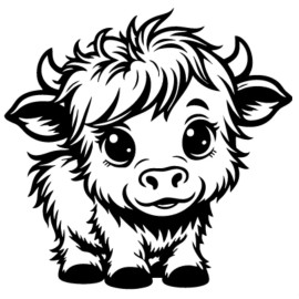 Sloane Highland Baby Cow Permanent Premium Vinyl Decal
