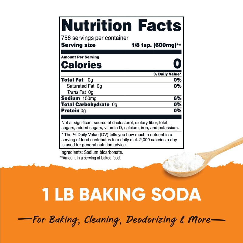 Nutricost Pantry Baking Soda (1 LB) - For Baking, Cleaning,