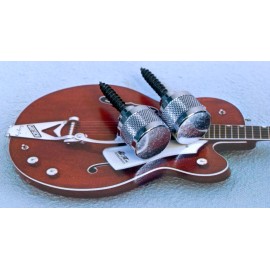 Angela Instruments 2 Chrome Strap Knobs Buttons With Hanger Bolts For Gretsch, #GGSB