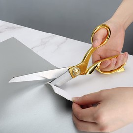 Professional Tailor's Scissors, Stainless Steel Scissors, with Titanium Handle, Scissors for Cutting Fabric, Leather, Clothes, Scissors for Craft Works, Shine Golden Color, (26 cm, 999)