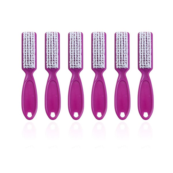 SQULIGT 6Pcs Nail Brush for Cleaning Fingernails, Handle Grip Cleaning Brush for Nail and Toenail, Nail Dust Brush Manicure Pedicure Tools Scrubbing Brush Women Men Home Salon(Purple)