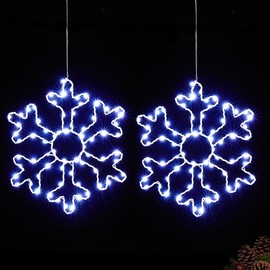BlcTec 2 Pack Big Christmas Snowflakes Lights, 13 Inch Durable Metal Frame Snowflakes with 8 Lighting Modes, Timer, Waterproof Battery Operated Snowflakes for Wall, Window, Trees Christmas Decorations