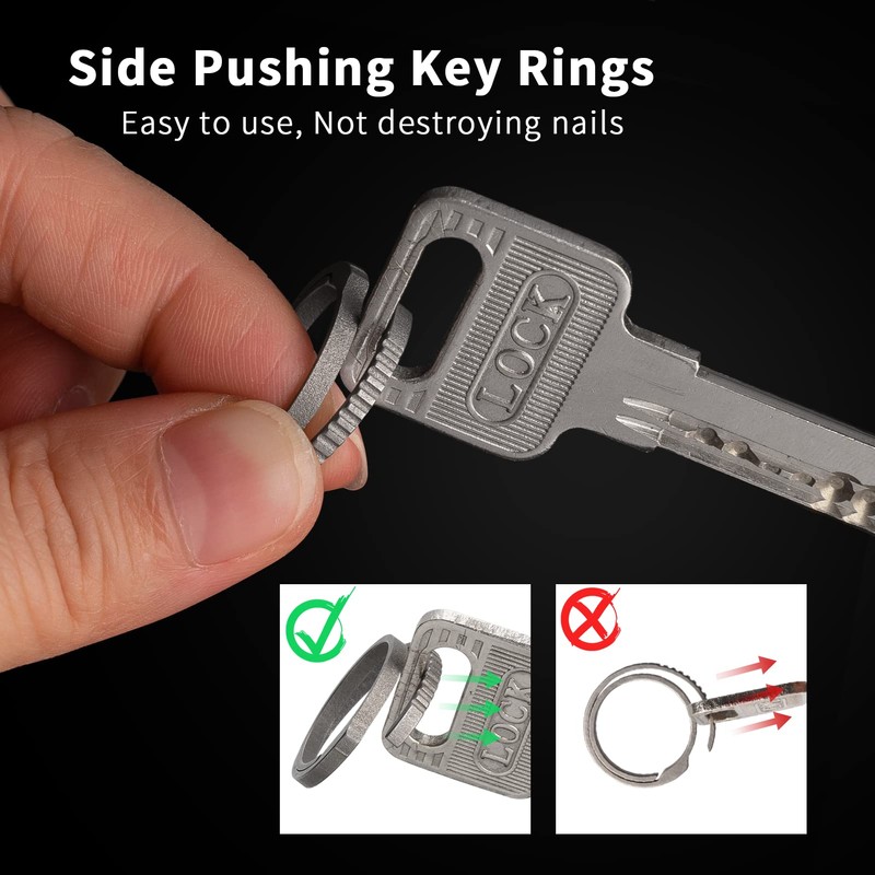 TISUR Titanium Round Carabiner Clip,Heavy Duty Key Ring Holder,Spring O
