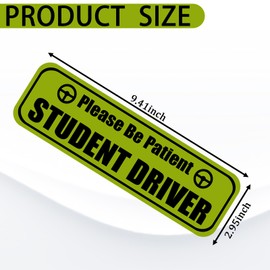 UZZH 2PCS Student Driver Sticker Magnet for Car, Removable Reflective New Drivers Sticker Safety Warning Decal, Please Be Patient Student Driver Magnet Signs for Car Door/Trunk/Hood/Bumpe (Green)