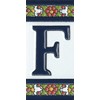 Spanish Floral Letter Frame Ceramic Tile Letter F
