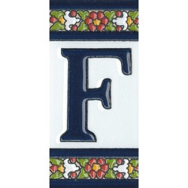 Spanish Floral Letter Frame Ceramic Tile Letter F
