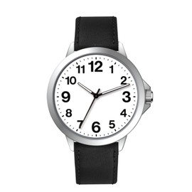 NUOVO Men's Watch Black Leather Strap Silver Case White Dial Easy to Read Analogue Quartz Watch Arabic Numerals Classic Waterproof, White, Classic