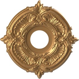 Ekena Millwork CMP13ATBGL Attica Thermoformed PVC Ceiling Medallion (Fits Canopies up to 5"), 13"OD x 3 1/2"ID x 3/4"P, Bright Coat Gold