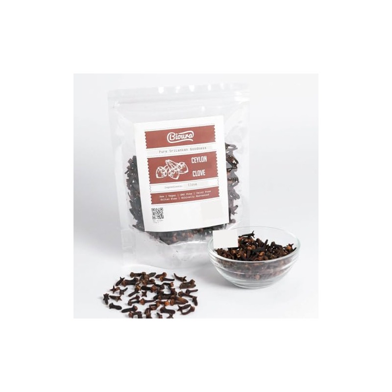 Bioura Ceylon Cloves, Handpicked Unopened Buds, Sun-Dried, 100g, Rich aroma,