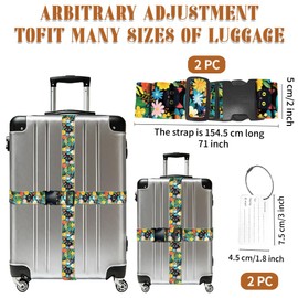 WEBEEDY 4 Pack Black Cat Luggage Straps and Tags Set(2 Straps+2 Tags) for Suitcases,Adjustable Suitcase Belts Travel Packing Belt with Buckle Closure Baggage Security Strap Travel Suitcase Accessories