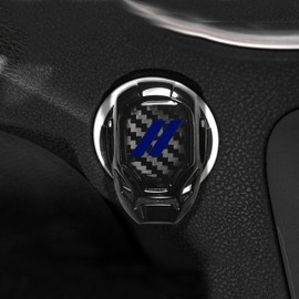 YOSRTER Push Start Button Cover fit for Dodge Challenger Charger Durango Journey Aluminum Alloy Engine Start Stop Cover Protector for Dodge Interior Accessories Ignition Switch Trim (Dark Blue Trim)