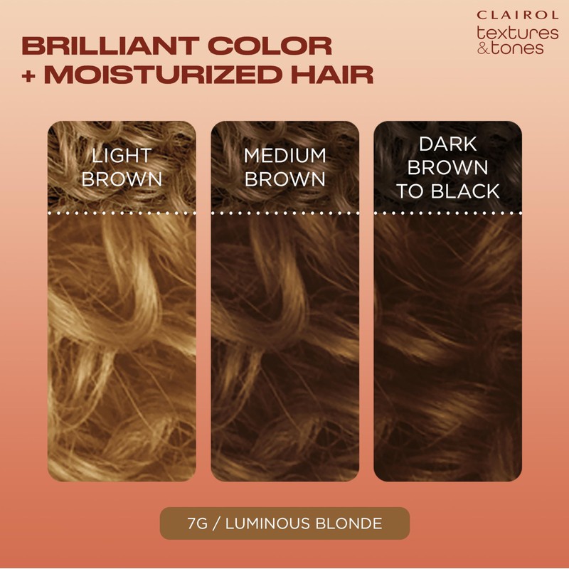 Clairol Textures & Tones Permanent Hair Dye, 7G Luminous Blonde