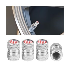 Zpana Ameican Flag Car Tire Valve Stem Caps, 4PCS Aluminum Alloy Vehicle Wheel Valve Protection Cover, Patriotic Auto Tyre Air Protector, Universal for Truck, Bicycle, Motorcycle (White/Multicolor)