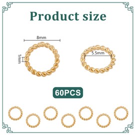 PH PandaHall 24K Gold Plated Jump Rings, 60pcs 8mm Closed Jump Rings 18 Gauge Golden O Rings Connectors Brass Soldered Jump Rings Linking Ring for Earring Bracelet Necklace Jewelry Making