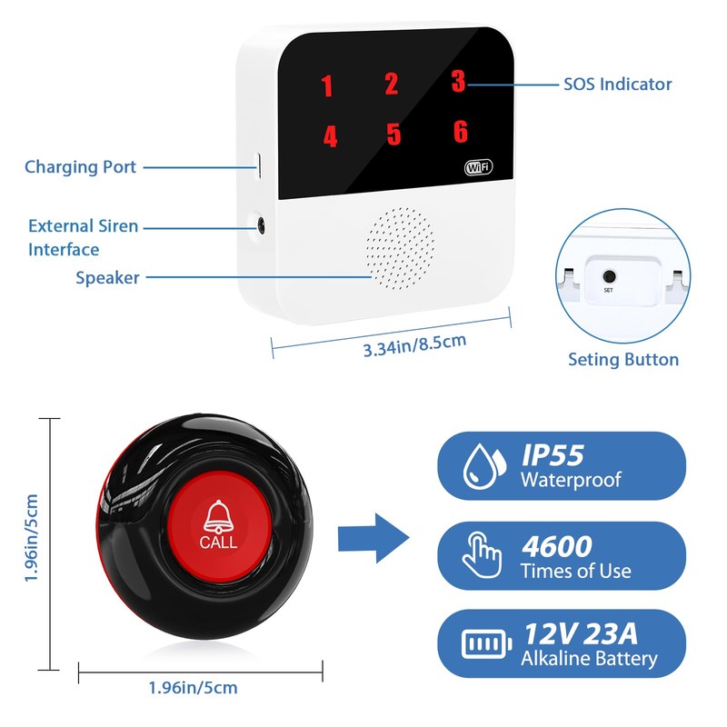 WiFi Caregiver Pager System Life Alert Systems for Seniors No