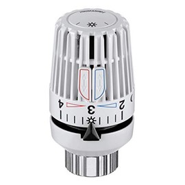 TA Heimeier 9710-24.500 Thermostat-Kopf VK Flüssigkeitsgefüllt und 2 Sparclips, Skalenhaube weiss