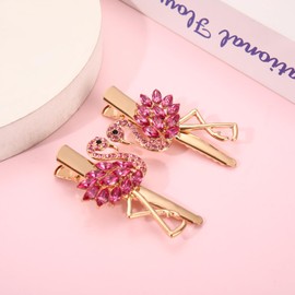 Rhinestone Flamingo Hair Clips Glitter Crystal Flamingo Friendly Alligator Metal Clip Boho Pink Animal Tropical Bird Hairpins for Women Hawaiian Summer Beach Vacation Hair Accessories (Pink, L)