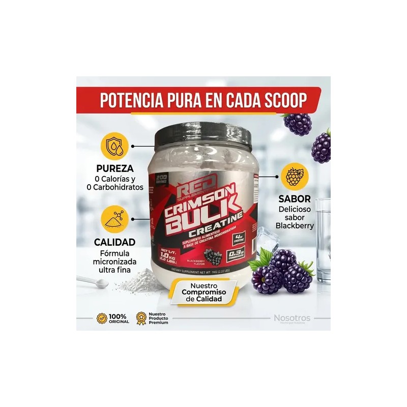Creatina Monohidratada 1kg Redline Supplements Crimson Berry