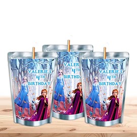 Freeze Waterproof Juice Pouch Labels - 12-Pack - Fits Most Brands, Perfect for Parties! (Elsa II Custom)